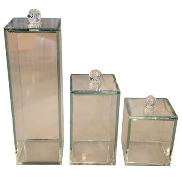 Imagem de Kit Lavabo Vidro Trio Organizador Banheiro Luxo Vidro (Transparente Cristal)