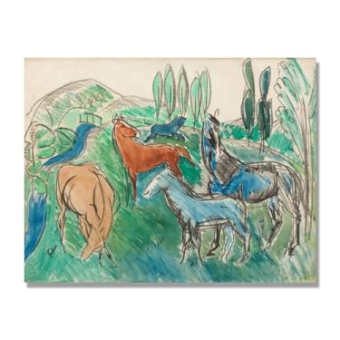 Imagem de NHLDZYH Folhas impressionistas, (sobre a relva) de Raoul Dufy, reprodução de quadros, quadros de pinturas famosas, imagem murais quartos. 70 x 90 cm apenas tela