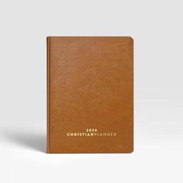 Imagem de Christian Planner 2024 | Diário da Bíblia - Diário de oração para mulheres e homens - 17,8 cm x 23,2 cm | Papel grosso sem sangramento | Planejador bíblico diário, mês, semana e diário (marrom