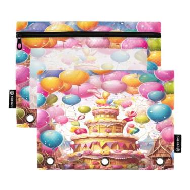 Imagem de Wassud Balões coloridos pacote com 2 pastas para fichário com 3 furos, pasta organizadora de arquivos para casa, escritório