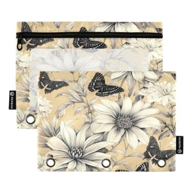 Imagem de Wassud Pacote com 2 pastas de fichário borboleta preta e branca com 3 furos, pasta organizadora de arquivos para casa, escritório