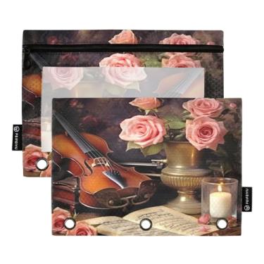 Imagem de Wassud Roses and Music Sheet Pacote com 2 Pastas de Fichário Pastas de Bolso com 3 Furos, Pasta Organizadora de Fichários para Casa, Escritório