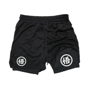 Imagem de Shorts De Treino Masculinos 2 Em 1 De Secagem Rápida Para Academia E C