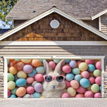 Imagem de 6 * Decoração de porta de garagem feliz Páscoa 13 pés Coelho engraçado ovo de páscoa bandeira de porta de garagem para ambientes externos interiores primavera bonito pano de fundo de festa de coelho
