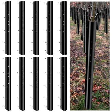 Imagem de Pushglossy Pacote com 10 protetores de mudas de tubo de cultivo de árvores de 121 cm, tubos de cultivo de árvores com fecho de correr, protetor de plantas pequenas, abrigo de plantas, para mudas ao ar