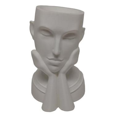 Imagem de Rosto Enfeite Decoração Impressão 3d Porta Objeto Vaso 14 Cm Sala Branco
