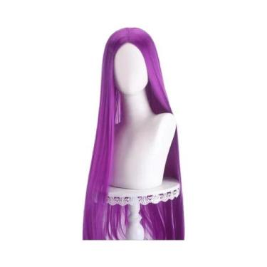 Imagem de Peruca Cosplay Loira Rosa Roxa De 40 Polegadas Longa Lisa Com Divisão 