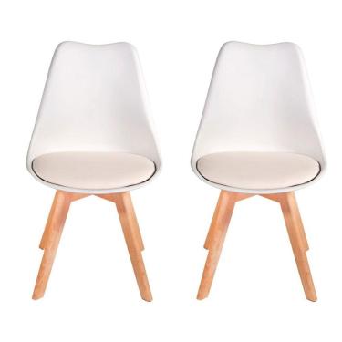 Imagem de Kit 2 Cadeiras Charles Eames Almofadada Branca