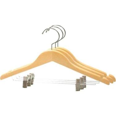 Imagem de Cabide De Madeira Com Presilhas - Conjunto 20 Peças