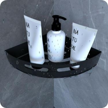 Imagem de Suporte Porta Shampoo Para Banheiro De Canto Inox Preto - Cromoshop