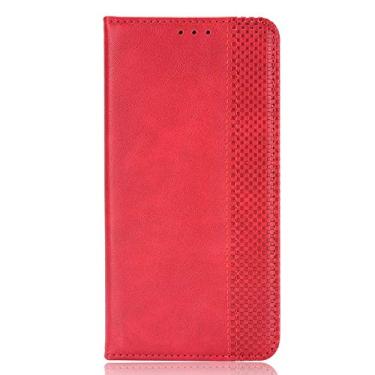Imagem de GOGODOG Compatível com HTC Desire 21 Pro 5G capa tampa rebatível para-choque Bumper de couro retro autocolante magnético carteira resistência ao desgaste à capa protetora que cai (vermelho)