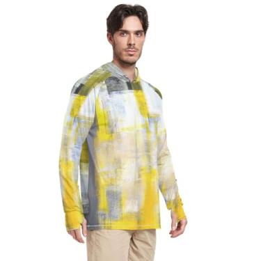 Imagem de Moletom com capuz de proteção solar de manga comprida com capuz FPS 50+ Rash Guard Camisetas com capuz cinza amarelo, Cinza, amarelo, XXG