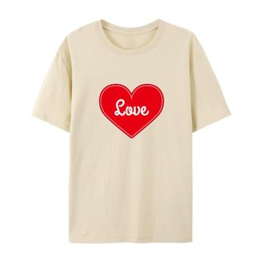 Imagem de Camiseta Love Graphic para amigos Love Funny Graphic para homens e mulheres para o amor, Caqui, XXG