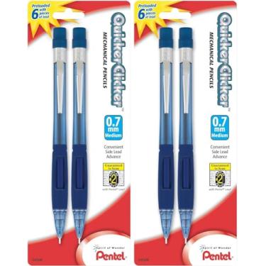 Imagem de Pentel® Lapiseiras automáticas Quicker Clicker™, 0,7 mm, barril azul, pacote com 2 lápis - pacote com 2