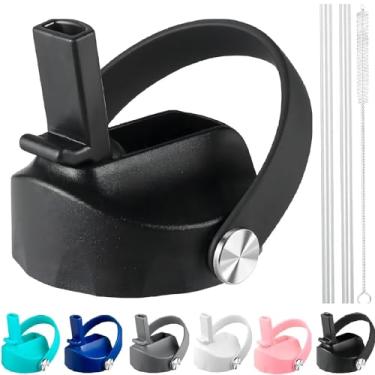 Imagem de Tampa de canudo para Hydro Flask boca larga, tampas com canudo para Hydroflask boca larga 32 1,134 g, tampa esportiva de substituição superior, preta