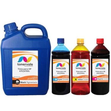 Imagem de Kit 4 Recarga Tankfull Para Cartucho HP 4615 4625 5525 3525 - HP 670 d