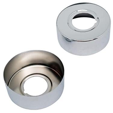 Imagem de Tampa decorativa de torneira plana circular de aço inoxidável de 25 mm de altura, escudo adaptador de ângulo de torneira, tampa de tubo de placa de flange de escudo adequada para tubo de 3/10.2 cm (4