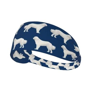 Imagem de Great Pyrenees Bandanas para treino de cães fofos, faixas de cabelo para ioga, faixas de cabelo para fitness, elástico, atlético, antiderrapante, absorvente de cabeça, para homens, mulheres, meninas,