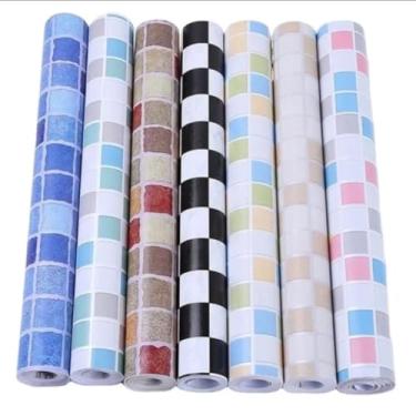 Imagem de Adesivo Papel Parede Autocolante Cozinha Quarto Sala Hall 10 Mt (Xadrez Preto e Branco)