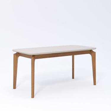 Imagem de Mesa Ficus 77cm x 80cm x 160cm Tampo em MDF Madeira/Off White