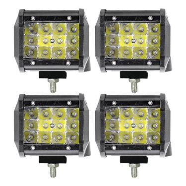 Imagem de Kit 4 Farol Milha Auxiliar 12led 36w 9v60v Retângulo Offroad - Briwax