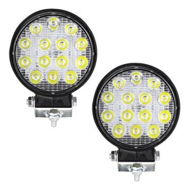 Imagem de Kit 2 Farol Milha Auxiliar 14 Led Bola Agrícola Off Road 48w - Briwax