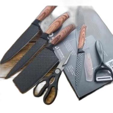 Imagem de Super Jogo Facas Churrasco Cozinha 6 Peças Aço Inox 304 Cor - Sweet Ho