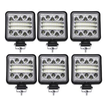 Imagem de Kit 6 Farol Milha Auxiliar 34led 102w 9v36v Quadrado Offroad - Briwax