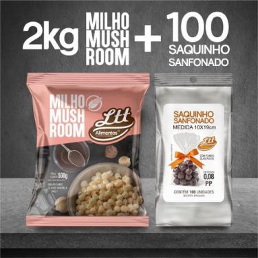 Imagem de Combo milho mushroom 2kg + saquinho sanfonado 10x19 100 unidades - ltt