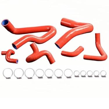 Imagem de Kit de mangueira de radiador de silicone com braçadeiras compatível com Mustang GT LX Cobra 5.0U 1986-1993 (vermelho)