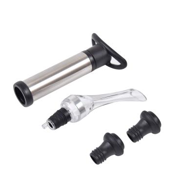 Imagem de Kit Vinho com Bomba a Vácuo e Aerador  em Aço Inox Kenya Preto