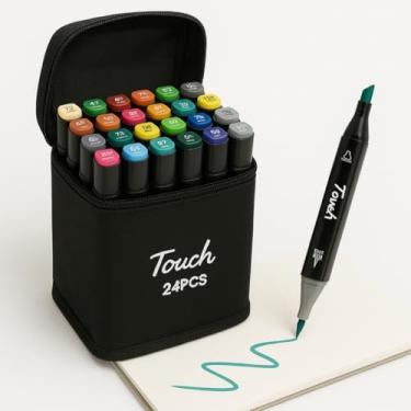Imagem de Kit 24 Canetinhas Bobbie Goods Pontas Duplas – Marcadores Permanentes para Pintura, Colorir e Desenho Profissional com Estojo Organizador | Cores Vivas