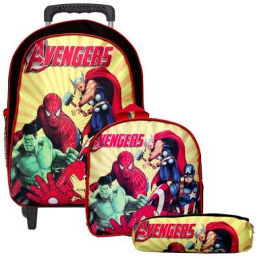 Imagem de Mochila Escolar Menino Vingadores Rodinha Lancheira Infantil - TOYS 2U
