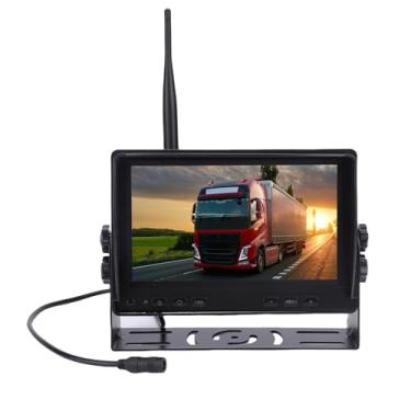 Imagem de Luqeeg Câmera de reserva magnética solar sem fio, monitor HD de 150 graus de largura e 7 polegadas, sinais estáveis com bateria recarregável de 9900 mAh e painel solar de 5 W para caminhões, trailers