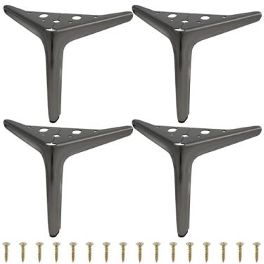 Imagem de kaimenhong 4 peças de pernas de móveis de 15 cm, pernas de móveis de metal, pernas de metal dourado para móveis, pés triangulares com parafusos, pés triangulares modernos para sofá, armário, armário