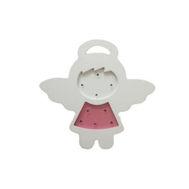Imagem de Luminária Decorativa Led Anjo Rosa 30x28 cm - Madeira