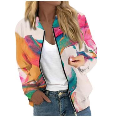 Imagem de Jaqueta COTECRAM Bomber feminina 2024, moda, estampa floral, multicolo