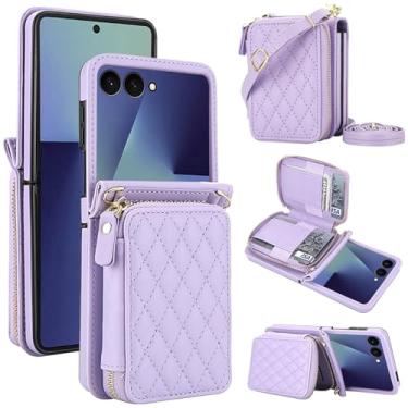 Imagem de Asuwish Capa de celular para Samsung Galaxy Z Flip 7 5G carteira celular com cordão de pulso alça transversal suporte de bloqueio RFID slot para cartão de crédito TPU ZFlip 7Z Z7 G Flip7 ZFlip7 ZFlip7