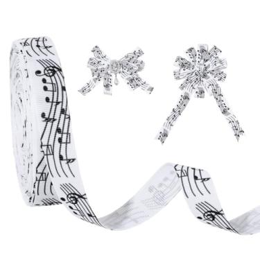 Imagem de PH PandaHall 20 jardas fitas de notas musicais 1,5 cm fita de gorgorão preto e branco fonograma impresso artesanato notação musical acabamento de roupas decorativas para embrulho de presente de