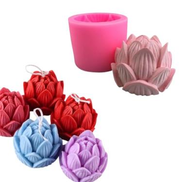 Imagem de Molde de Silicone Flor de Lotus Vela Sabonete Artesanal Resina Biscuit Forma Flores