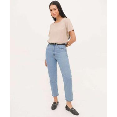 Imagem de Calça Mom Jeans Bolsos Cintura Alta-88006 - Akiyoshi, Jeans azul, 36