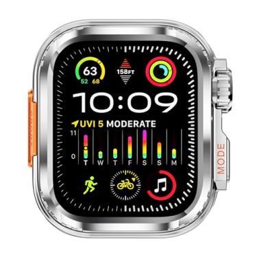 Imagem de HEPUP Para Apple Watch Watch Case 44mm 45mm 46mm 42mm 49mm Caixa de relógio de metal(Bright Silver,44mm)