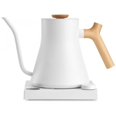 Imagem de Chaleira Elétrica Fellow Stagg EKG Pro Branco Fosco com Alça Madeira Maple Controle Preciso Temperatura 0,9 L 110V 1200W