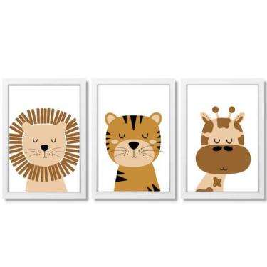 Imagem de Kit de Quadro Quarto de Bebê Infantil Menino Safari Floresta - Creativ