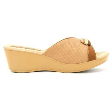 Imagem de Tamanco Piccadilly Original Salto Anabela Fivela Feminino 42, 37, Nude
