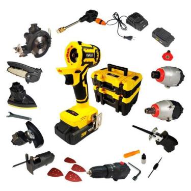 Imagem de Kit Furadeira Bateria 20V Multifuncional 10 em 1 Brushless EVFM-10 EVA