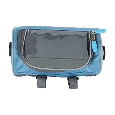 Imagem de Restokki Bolsa impermeável para bicicleta, bolsa para moldura de bicicleta, bolsa frontal para celular com alça de ombro removível (azul)