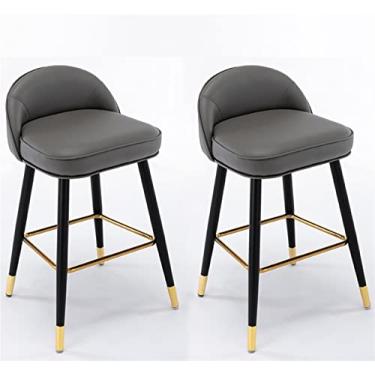Imagem de Bancos de Couro Balcão Island Bar Cadeiras Conjunto de 2 Bancos com Encosto e Apoio para Os Pés, Bancos de Bar com Altura de Balcão, para Pub Coffee Home Dinning Kitchen, Peso 440 LBS