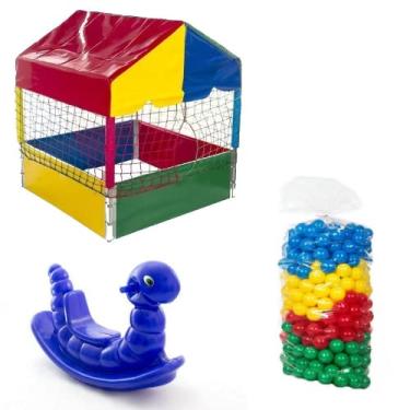 Imagem de Piscina de Bolinhas 1,00m Com 500 Bolinhas Coloridas + Gangorra Infantil Premium