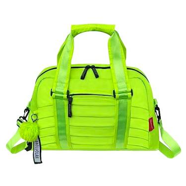 Imagem de Genérico Bolsa Mala Feminina Academia Esportiva Treino Viagem Fitness Trabalho Transversal Compartimento para Tênis Bolso Impermeável Verde Limão 16 cm x 39 cm x 27 cm